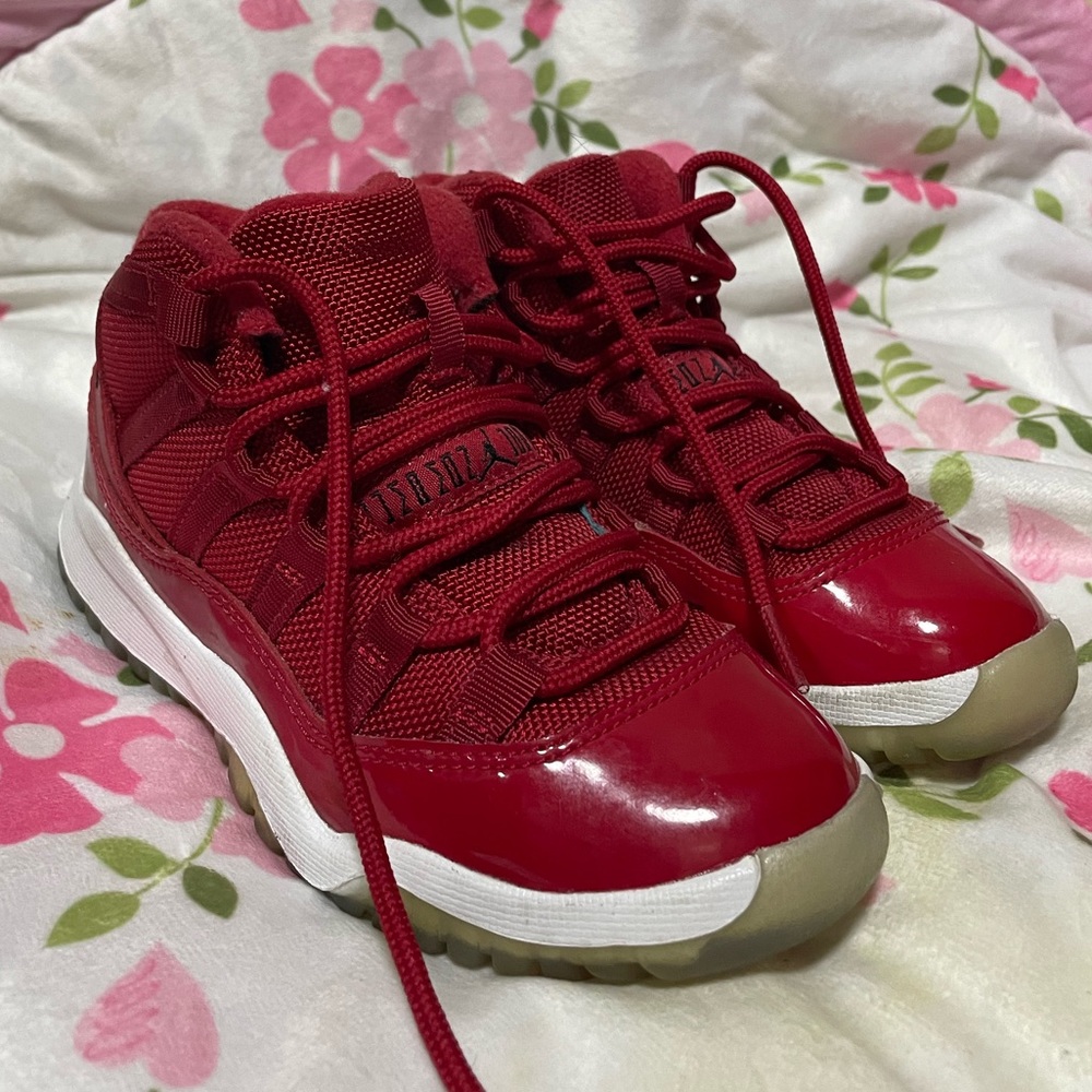 Red Jordan 11 size 12 kids